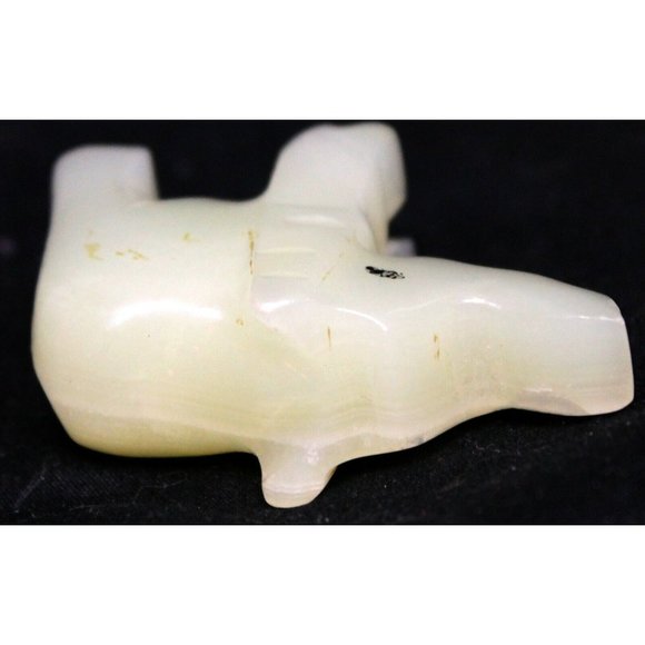 Small Cream Stone Elephant Figurine 2.5" Carved White Opaque Mini Tiny Miniature - Picture 7 of 8